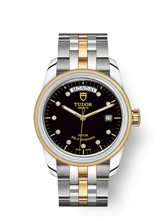 Tudor Glamour Date+Day, Stainless Steel and 18k Yellow Gold with Diamond-set, 39mm, Ref# M56003-0008