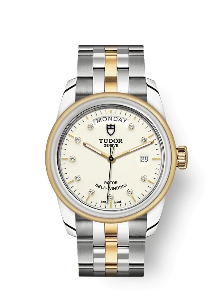 Tudor Glamour Date+Day, Stainless Steel and 18k Yellow Gold with Diamond-set, 39mm, Ref# M56003-0113