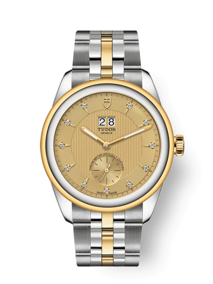 Tudor Glamour Double Date, Stainless Steel and 18k Yellow Gold with Diamond-set, 42mm, Ref# M57103-0006