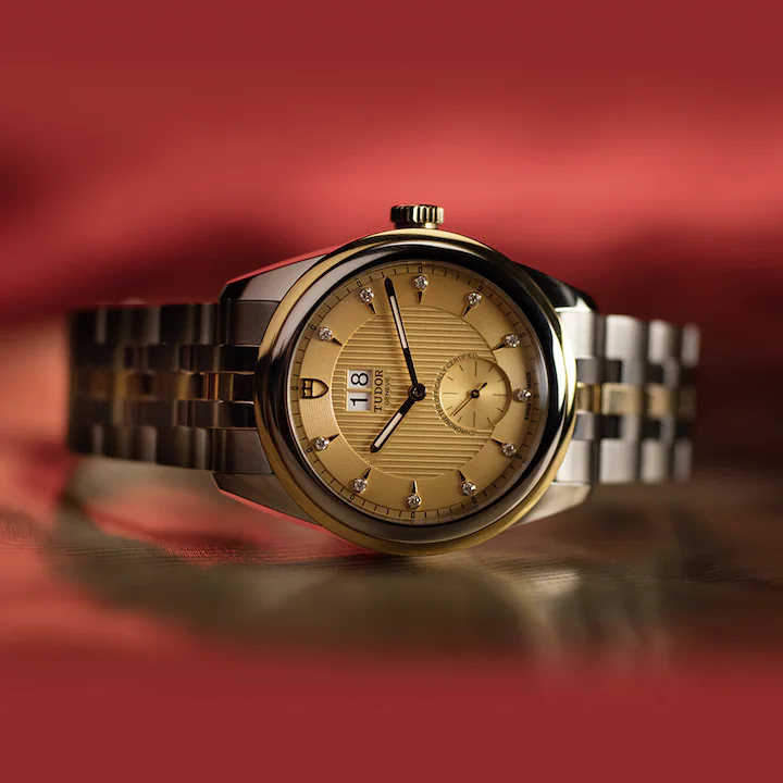 Tudor Glamour Double Date, Stainless Steel and 18k Yellow Gold with Diamond-set, 42mm, Ref# M57103-0006, Main view