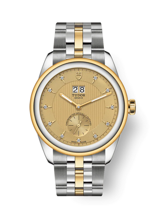 Tudor Glamour Double Date, Stainless Steel and 18k Yellow Gold with Diamond-set, 42mm, Ref# M57103-0006