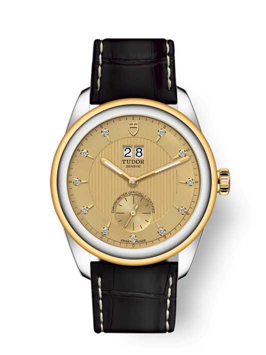 Tudor Glamour Double Date, Stainless Steel and 18k Yellow Gold with Diamond-set, 42mm, Ref# M57103-0024