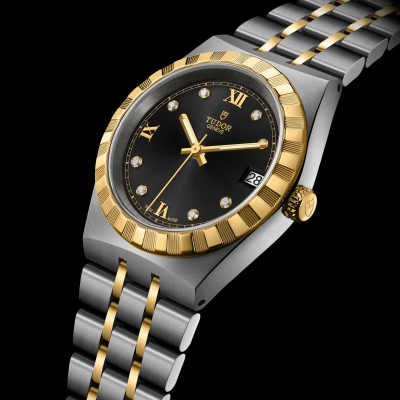 Tudor Royal, Stainless Steel and 18k Yellow Gold with Diamond-set, 34mm, Ref# M28403-0005, Side