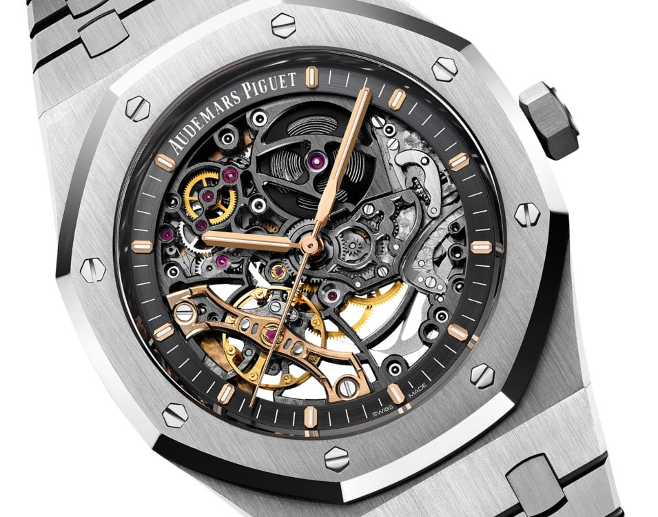 Side Audemars Piguet Royal Oak DOUBLE BALANCE WHEEL OPENWORKED Ref# 15407ST.OO.1220ST.01